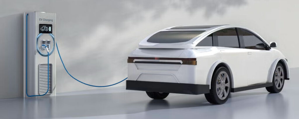 An electric car charging