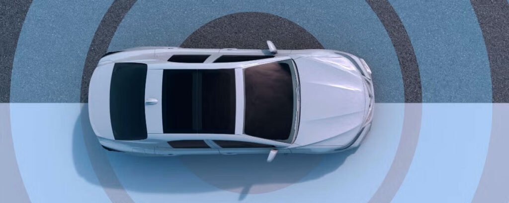 An bird's eye view of a white SUV