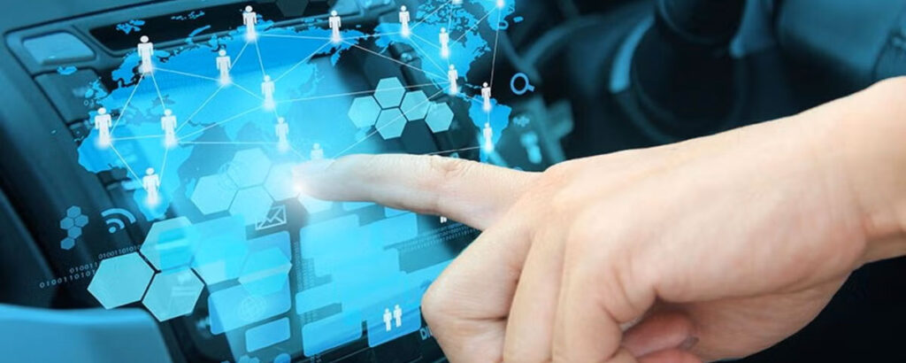 Person touching car UI dashboard